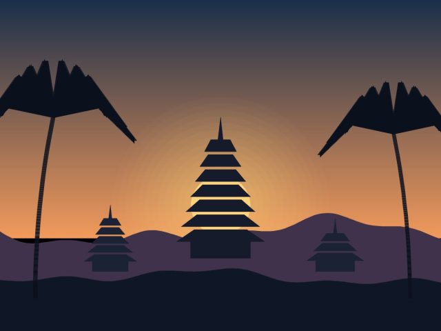Illustration: Sample artwork: Temple at dusk 1